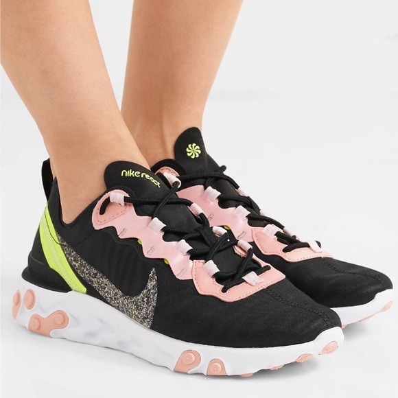 Nike React Element 55 PRM Sneaker Black/ Pink NIB - Picture 2 of 8